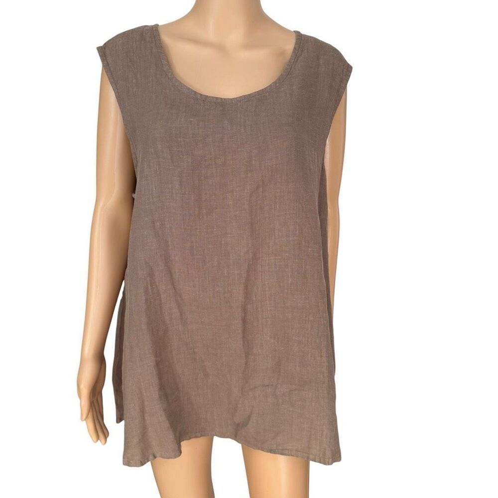 Bryn Walker Huxley Linen Top XL NWT Eyrie Taupe Brown Boho Oversized Tunic Top